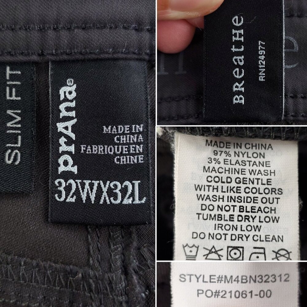 prAna Brion Pants Slim Fit Stretch Hiking UPF 50+ Men's "32x32" Actual 34x29 - Picture 9 of 11